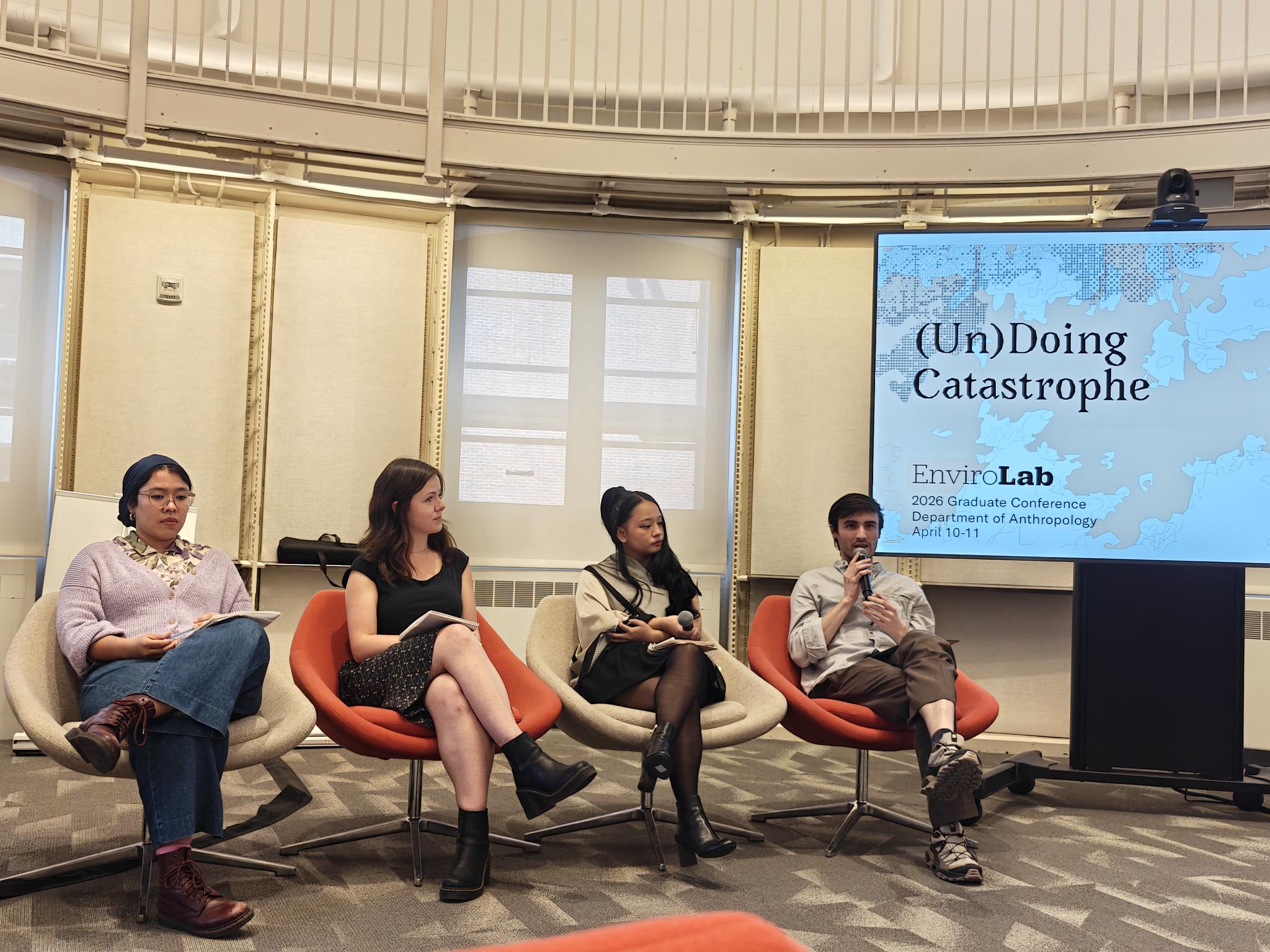 Zachary La Rock and Elena Sobrino PhD ’23 present at Penn’s EnviroLab